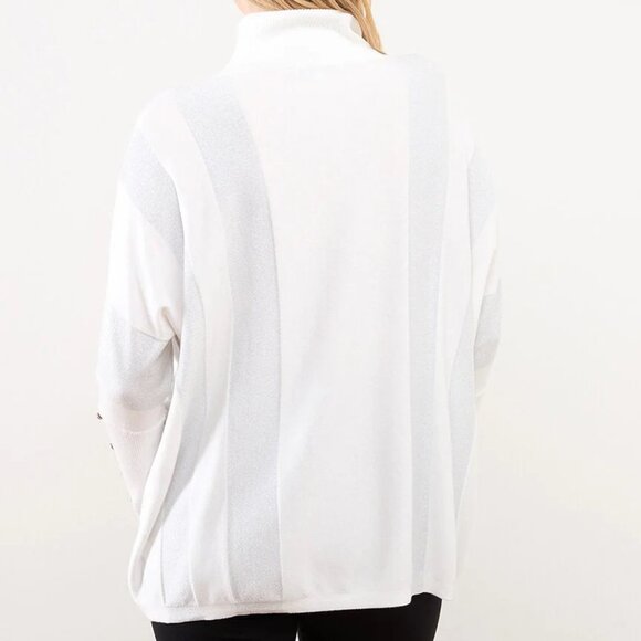 Shimmer Turtleneck Sweater in White and Shimmer Accents - Picture 4 of 5
